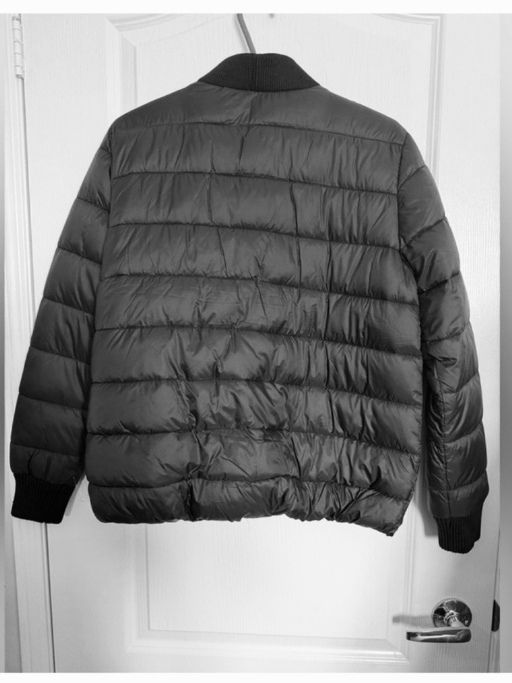 Rebecca Minkoff Black Quilted Puffer Jacket with Rib Trim - Picture 4 of 8